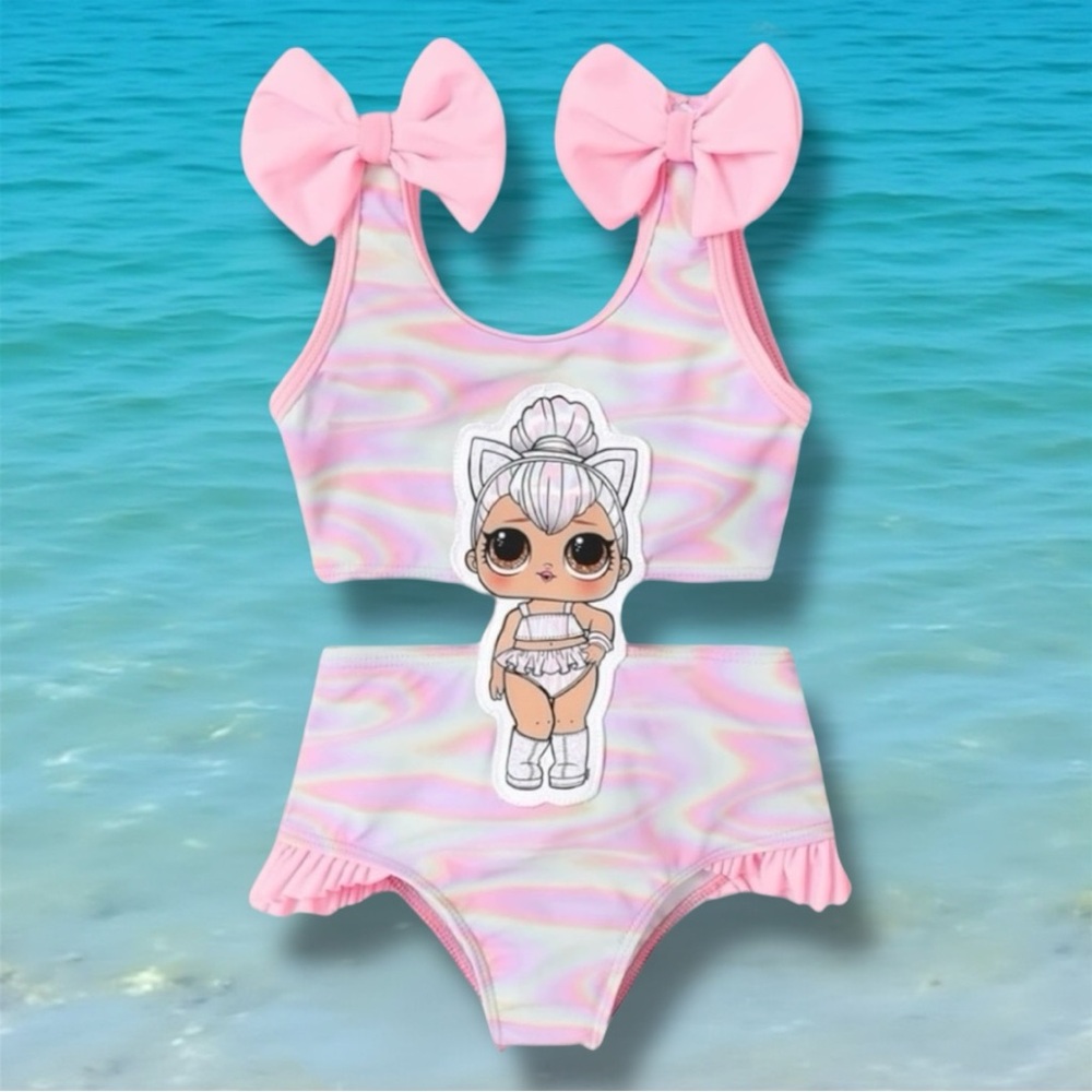 👚2/$10👗3/$12 NWT LOL Surprise One Piece Swimsuit Ruffle Beach Bathing Suit 7/8